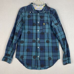 Five Four Mark McNairy Mens Medium Button Down Shirt Black Green Plaid Casual